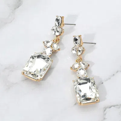 Fashnzfab Geometric Rectangle Drop Evening Earrings In Multi