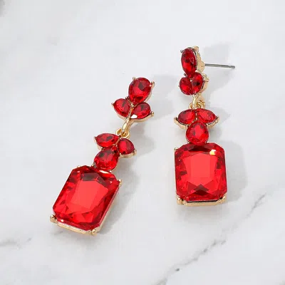 Fashnzfab Geometric Rectangle Drop Evening Earrings In Red