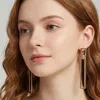 Fashnzfab Geometric Rectangular Open Metal Drop Clip On Earrings In Neutral