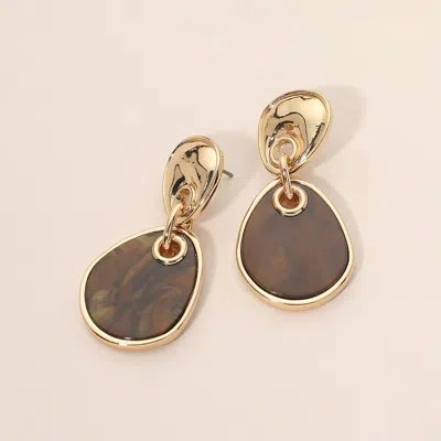 Fashnzfab Geometric Resin Drop Earrings In Black