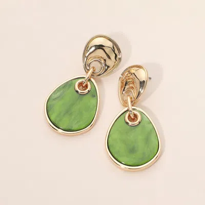 Fashnzfab Geometric Resin Drop Earrings In Green