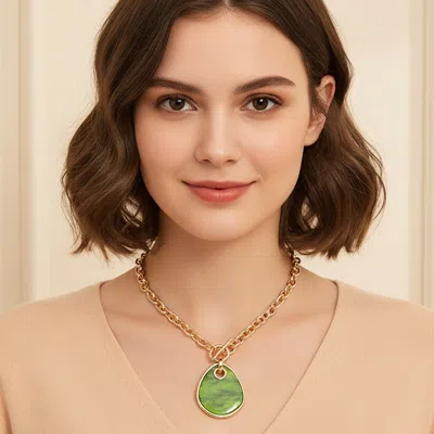 Fashnzfab Geometric Resin Drop Pendant Necklace In Silver
