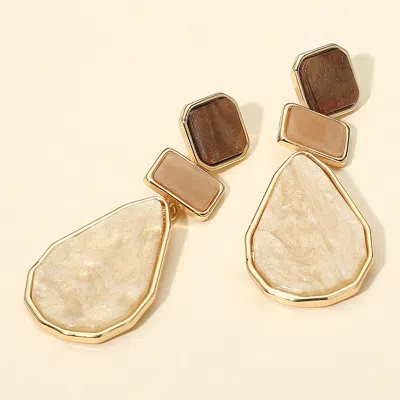 Fashnzfab Geometric Resin Plate Link Drop Earrings In Gold