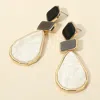 Fashnzfab Geometric Resin Plate Link Drop Earrings In Gold