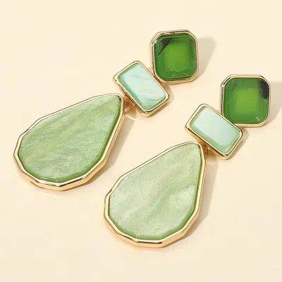 Fashnzfab Geometric Resin Plate Link Drop Earrings In Green