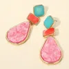 Fashnzfab Geometric Resin Plate Link Drop Earrings In Multi