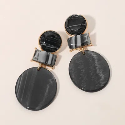 Fashnzfab Geometric Resin Round Drop Statement Earrings In Black