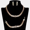 Fashnzfab Geometric Rhinestone Paved Plate Pointed Chunky Necklace Jewelry Set In Gold