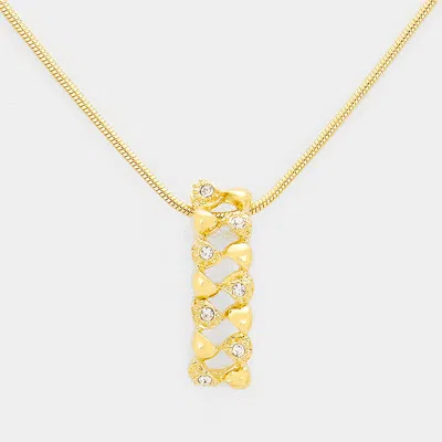 Fashnzfab Geometric Rhinestone Pendant Necklace In Metallic