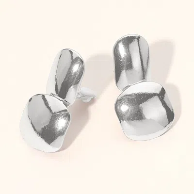 Fashnzfab Geometric Sculpted Metal Clip On Earrings In Silver