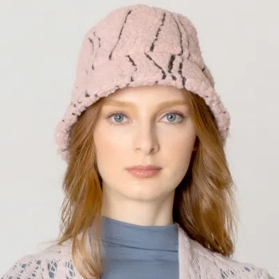 Fashnzfab Geometric Sherpa Bucket Hat In Beige