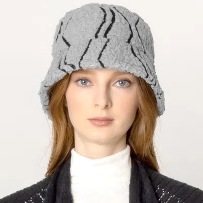 Fashnzfab Geometric Sherpa Bucket Hat In Gray