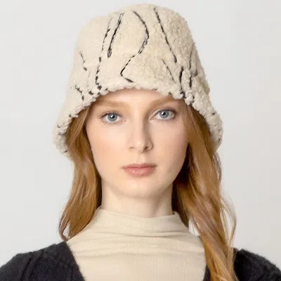Fashnzfab Geometric Sherpa Bucket Hat In Grey