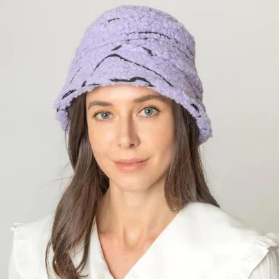 Fashnzfab Geometric Sherpa Bucket Hat In Purple