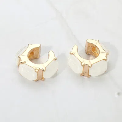 Fashnzfab Geometric Sparkle Stone Ear Cuff Earrings In Gold