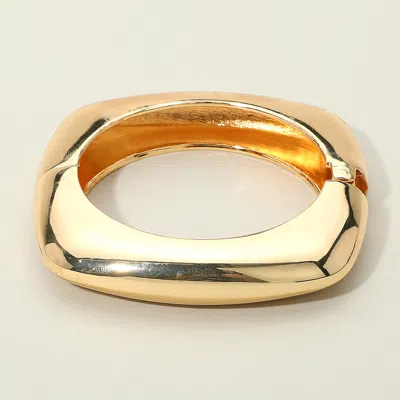Fashnzfab Geometric Square Edge Metal Hinged Bangle Bracelet Gold