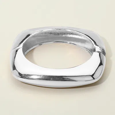 Fashnzfab Geometric Square Edge Metal Hinged Bangle Bracelet In Metallic