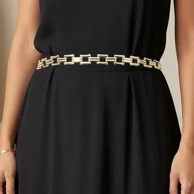 Fashnzfab Geometric Square Link Chain Waist Belt In Gold