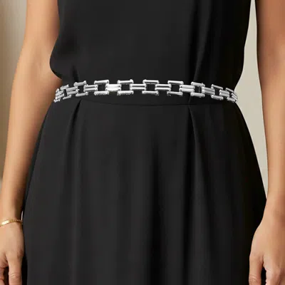 Fashnzfab Geometric Square Link Chain Waist Belt In Silver
