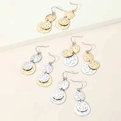 Fashnzfab Geometric Textured Metal Disc Layered Link Drop Dangle Earrings In Multi