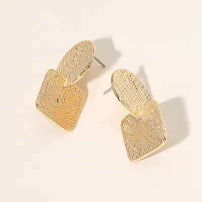 Fashnzfab Geometric Textured Metal Earrings In Gold