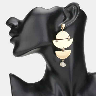 Fashnzfab Geometric Textured Metal Post Earrings - Gold, Ivory In Multi