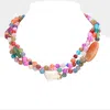 Fashnzfab Geometric Triple Bead Accented Triple Layered Necklace In Multi