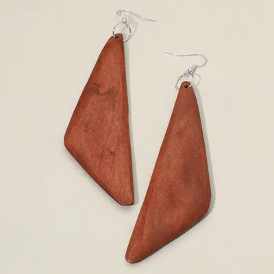 Fashnzfab Geometric Wooden Drop Dangle Earrings In Brown