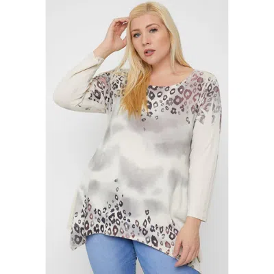 Fashnzfab Geometric/tribal Sublimation Print Tunic Top In Grey