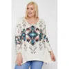 Fashnzfab Geometric/tribal Sublimation Print Tunic Top In Multi