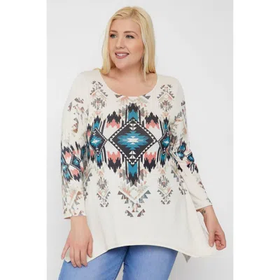 Fashnzfab Geometric/tribal Sublimation Print Tunic Top In Multi