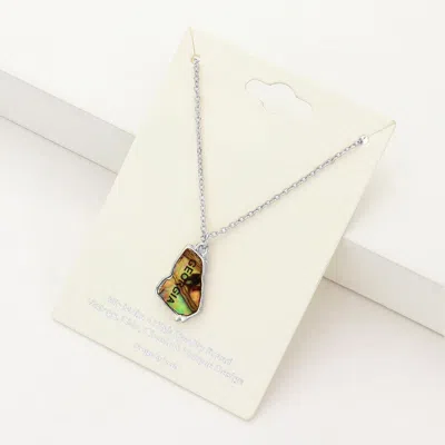 Fashnzfab Georgia State Map Abalone Pendant Necklace In Multi