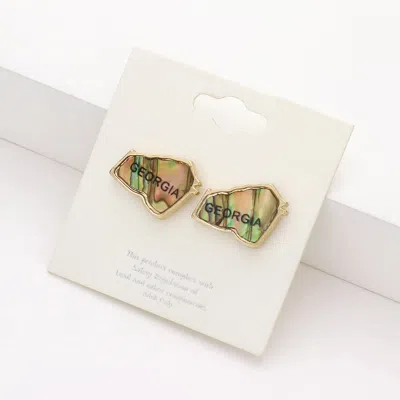 Fashnzfab Georgia State Map Abalone Stud Earrings In Gold