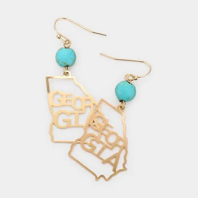 Fashnzfab Georgia State Map & Semi Stone Turquoise Earrings In Multi