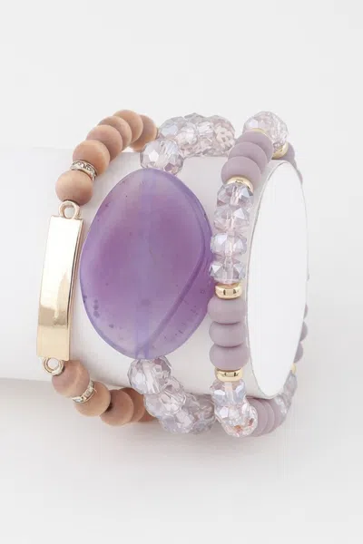 Fashnzfab Giant Stone Bead Bracelet In Multi