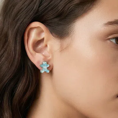 Fashnzfab Gingerbread Man Stud Earrings In Blue