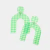 Fashnzfab Gingham Check Patterned Resin Arch Dangle Earrings - Green In Green