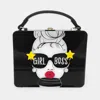Fashnzfab Girl Accented Rectangle Tote / Crossbody Bag In Black