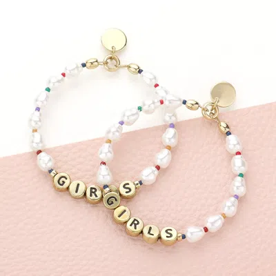 Fashnzfab Girls Message Pearl Beaded Dangle Earrings In Multi