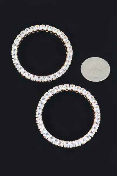 Fashnzfab Glam Round Rhinestone Earrings In Gold