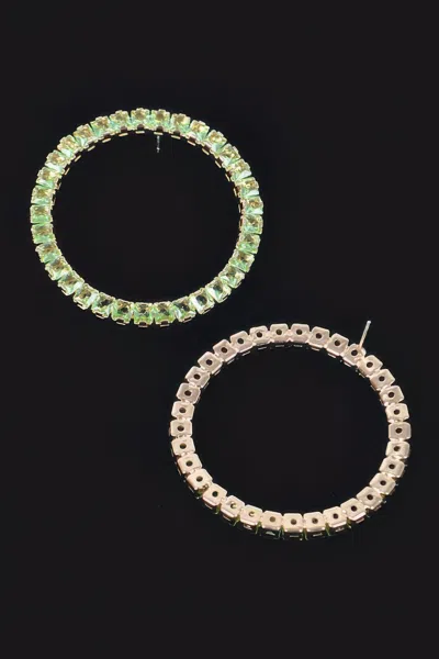 Fashnzfab Glam Round Rhinestone Earrings In Multi
