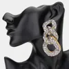 Fashnzfab Glamorous Bling Linked Drop Earrings - Clear, Gold In Gold
