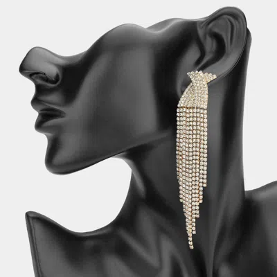 Fashnzfab Glamorous Rhinestone Fringe Drop Statement Evening Earrings In Multi