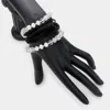 Fashnzfab Glass Beads & Faux Suede Wrap Bracelet / Necklace Black In Black