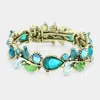 Fashnzfab Glass Crystal And Metal Vine Open Adjustable Bracelet Blue In Blue
