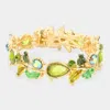 Fashnzfab Glass Crystal And Metal Vine Open Adjustable Bracelet Gold, Green In Multi