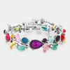 Fashnzfab Glass Crystal And Metal Vine Open Adjustable Bracelet Multi In Multi
