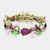Fashnzfab Glass Crystal And Metal Vine Open Adjustable Bracelet Purple In Multi