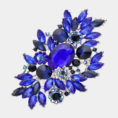 Fashnzfab Glass Crystal Bouquet Pin Brooch In Blue