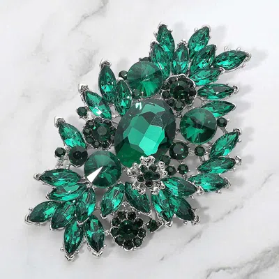Fashnzfab Glass Crystal Bouquet Pin Brooch In Gold